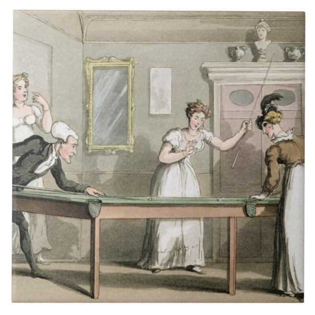 Der Billardtisch, 'vom Ausflug von Dr. Syntax Fliese (Vorderseite)