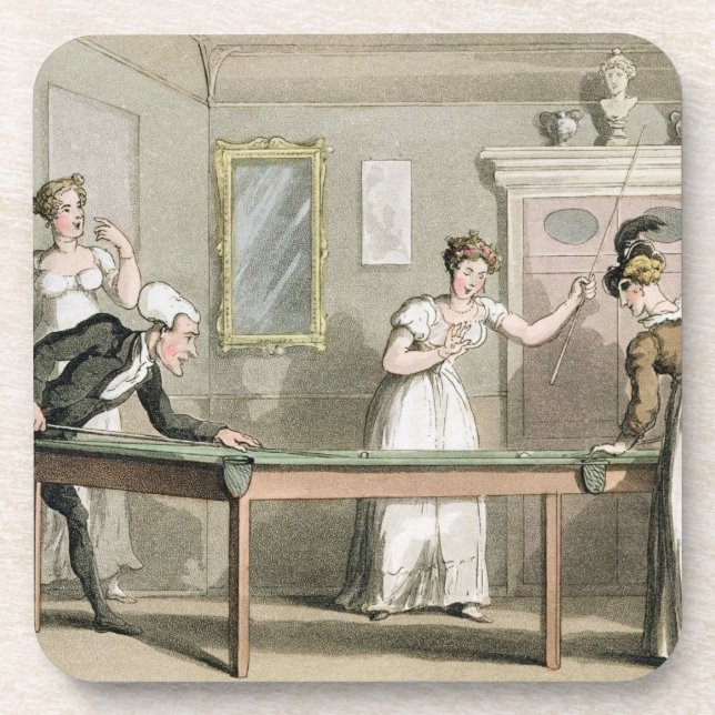 Der Billardtisch, 'vom Ausflug von Dr. Syntax Getränkeuntersetzer (Vorderseite)