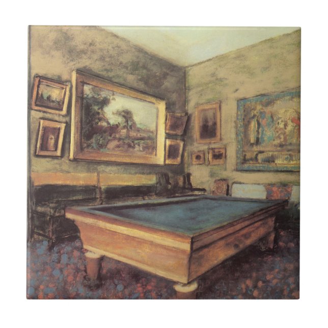 Der Billiardsaal in Menil Hubert von Edgar Degas Fliese (Vorderseite)