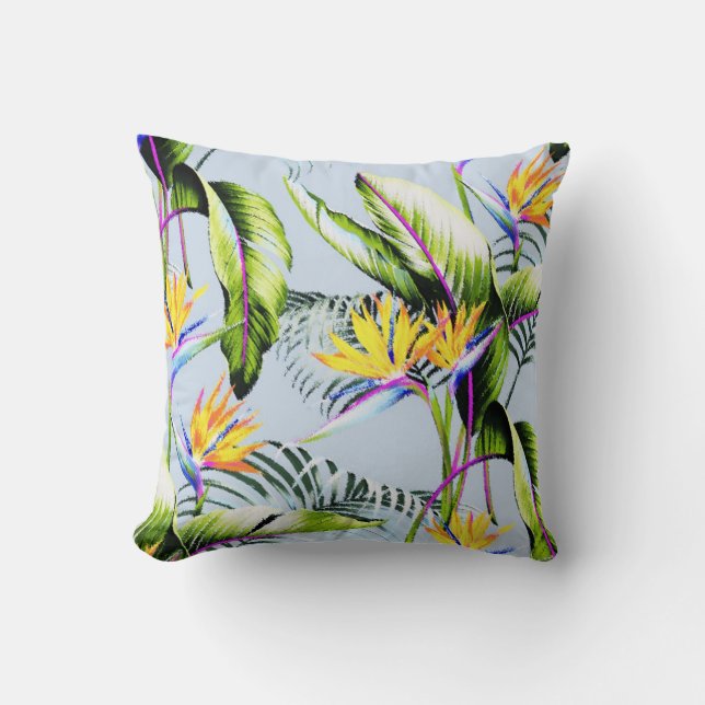 Der Bird of Paradise Palm Verlasst tropischen Akze Kissen (Vorderseite)