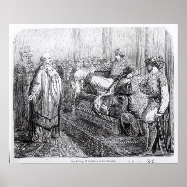 Der Bischof von Salisbury vor dem Saladin Poster (Vorne)