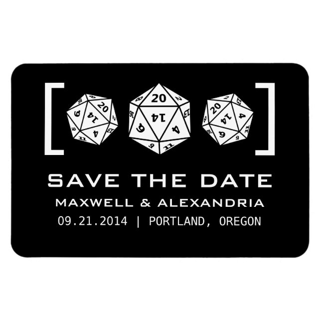 Der Black D20 Dice Gamer speichert das Datumsfenst Magnet (Horizontal)