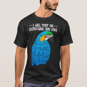 Der blau-gelbe Papagei Kacke auf allem T-Shirt
