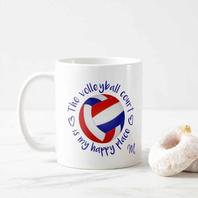 Der blau-rote Volleyballplatz ist mein glücklicher Kaffeetasse (Mit Donut)
