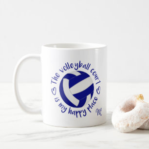 Der blau-weiße Volleyballplatz ist mein glückliche Kaffeetasse