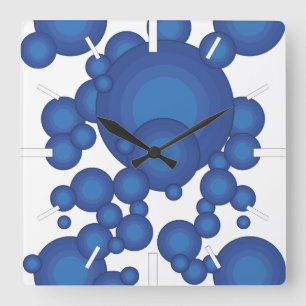 Der Blaue 70er-Jahre-Stilkreis Quadratische Wanduhr
