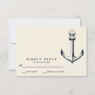 Der blaue Anker   HochzeitsrSVP RSVP Karte