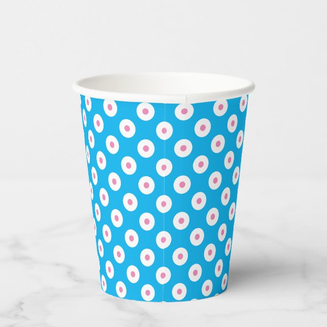 Der Blaue Cup mit rosa und weißen Polka-Punkten Pappbecher (Rechts)