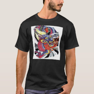Der blaue Drache - japanisches Tattoo-Design T-Shirt