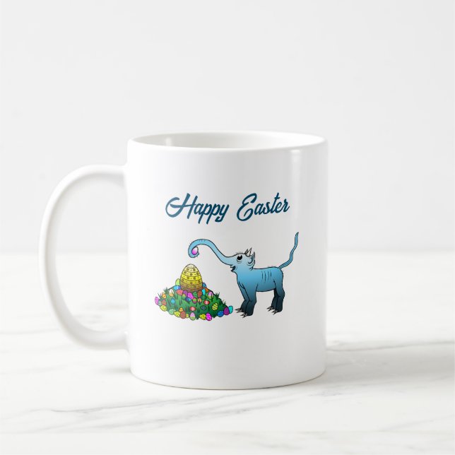 Der blaue Elefant sammelt Ostereier Kaffeetasse (Links)