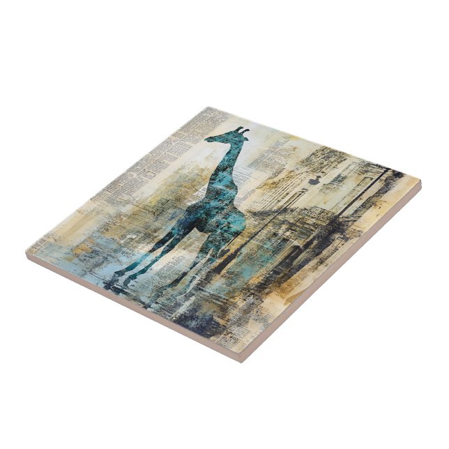 Der Blaue Giraffe in Paris Keramikfliese (Seite)