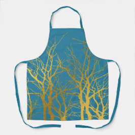 Der blaue Hintergrund der Zweige des Golden Trees Schürze