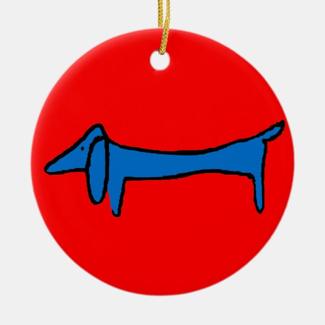 Der blaue Hund Keramikornament (Vorne)