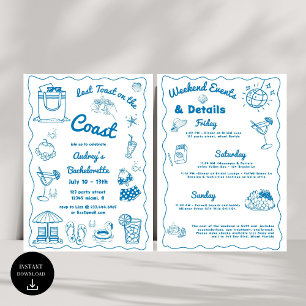 Der blaue letzte Toast am Wochenende des Bachelore Einladung