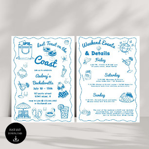 Der blaue letzte Toast am Wochenende des Bachelore Einladung