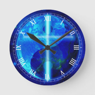 Der blaue Planet Runde Wanduhr