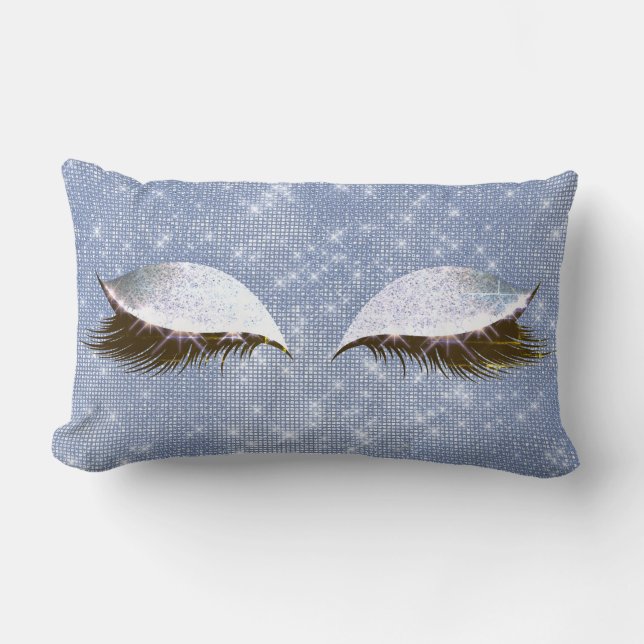 Der blaue Sequin Cat's Eye Sleep Glitzer Makeup Bl Lendenkissen (Vorderseite)