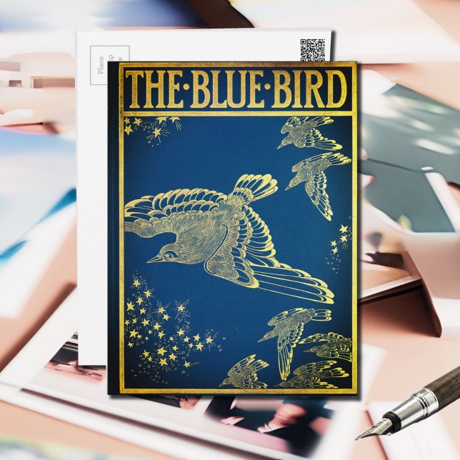 Der blaue Vogel - Vintage Buchdecke Postkarte (Von Creator hochgeladen)