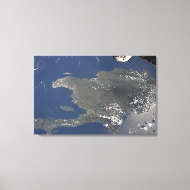 Der Blick auf die karibische Insel Hispaniola Leinwanddruck (Vorderseite)