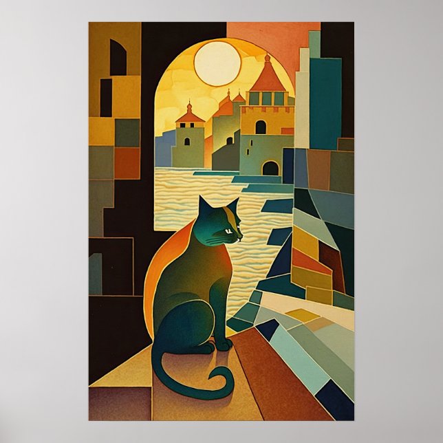Der Blick der Katze: Kubistische Romantik in Norda Poster (Vorne)