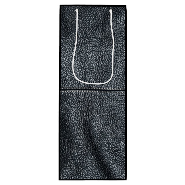 Der Blick des Weiche genähten schwarzen ledernen Geschenktüte Für Weinflaschen (Vorderseite)
