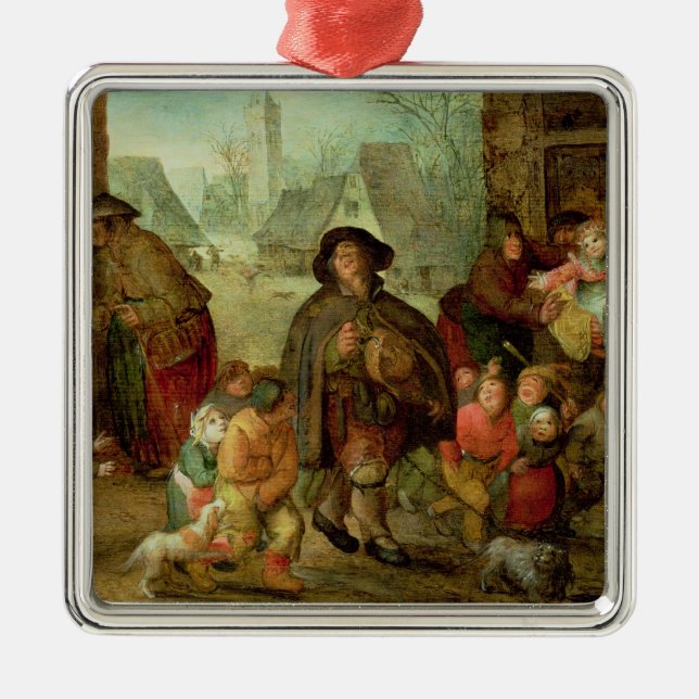 Der blinde Hurdy Gurdy Spieler Ornament Aus Metall (Vorne)