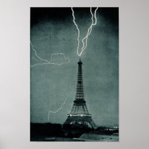 Der Blitz am Eiffelturm, Paris Frankreich Poster