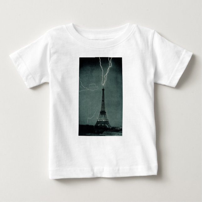 Der Blitz trifft auf den Eiffelturm Baby T-shirt (Vorderseite)