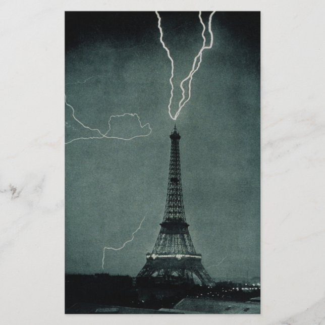 Der Blitz trifft auf den Eiffelturm Briefpapier (Vorderseite)