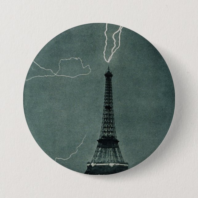 Der Blitz trifft auf den Eiffelturm Button (Vorderseite)