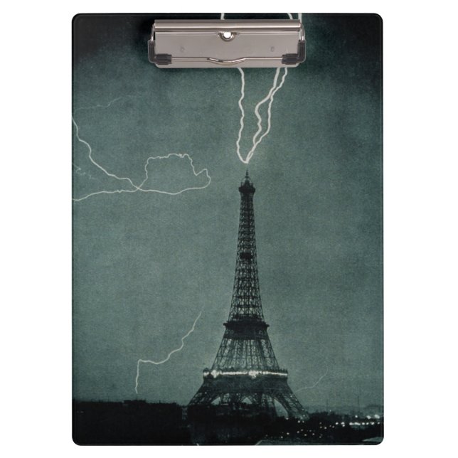 Der Blitz trifft auf den Eiffelturm Klemmbrett (Vorderseite)