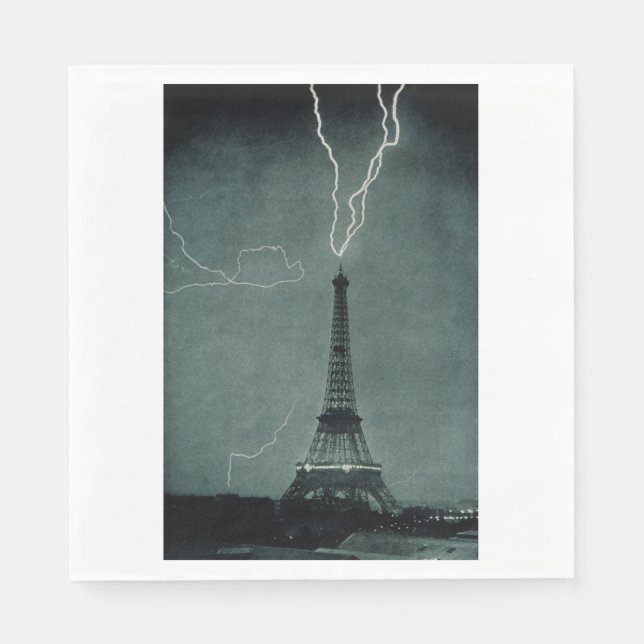 Der Blitz trifft auf den Eiffelturm Serviette (Vorderseite)