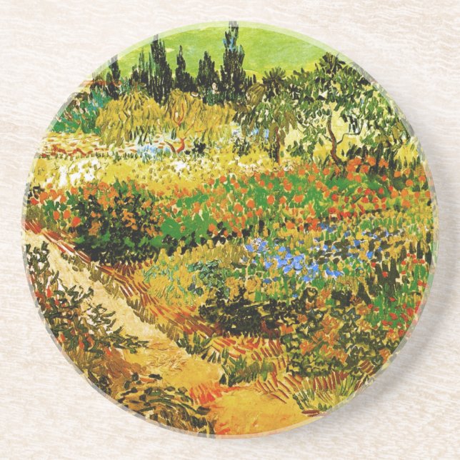 Der blühende Garten mit dem Weg nach Van Gogh Getränkeuntersetzer (Vorne)