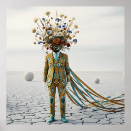 Der blühende Geist: Surrealistische florale Wüsten Poster