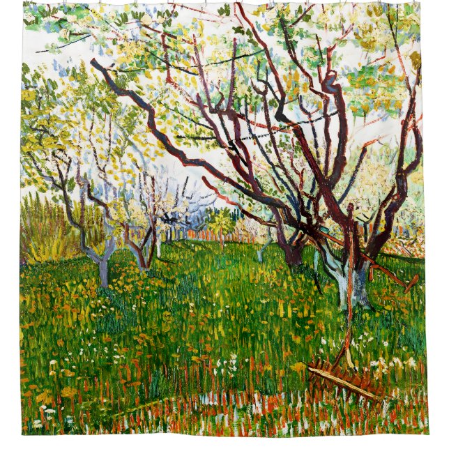 Der blühende Obstgarten (1888) von Vincent Van Gog Duschvorhang (Vorderseite)