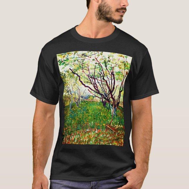Der blühende Obstgarten (1888) von Vincent Van Gog T-Shirt (Vorderseite)
