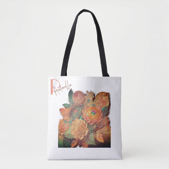 Der Blume-Strauß - Holzmalerei Tasche (Vorderseite)