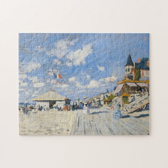 Der Boardwalk am Strand Trouville, Monet Puzzle (Horizontal)