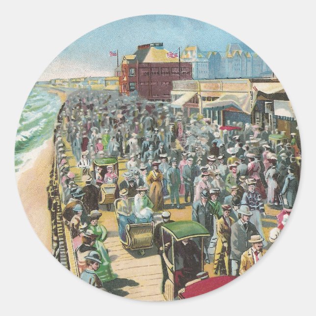 Der BoardWalk und das Brighton Casino Runder Aufkleber (Vorderseite)