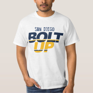 Der Bolzen der Männer herauf T-Shirt