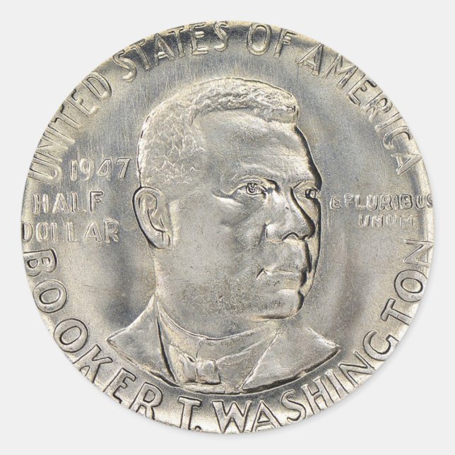Der Booker T. Washington Memorial Halb Dollar Runder Aufkleber (Vorderseite)
