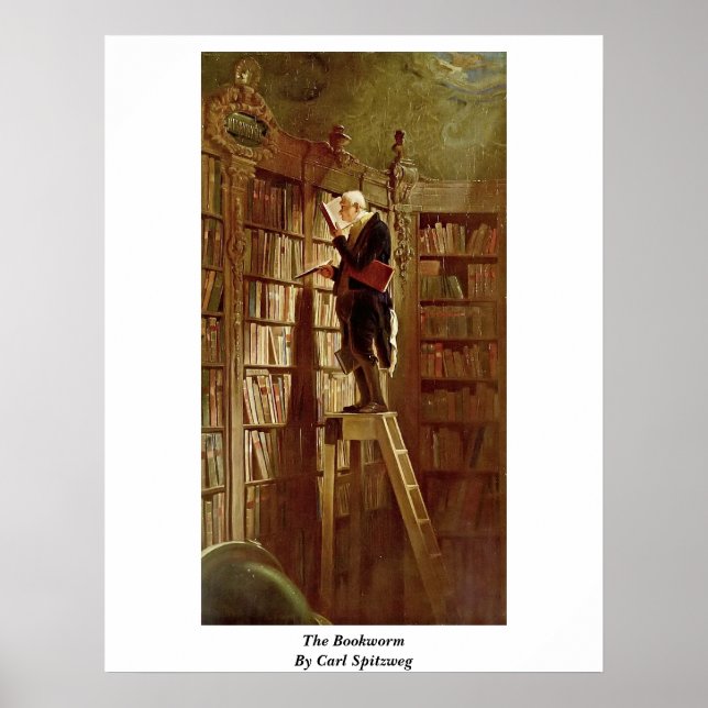Der Bookworm von Carl Spitzweg Poster (Vorne)