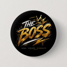 Der Boss Crown – Gold Motivation Power Knopf Button