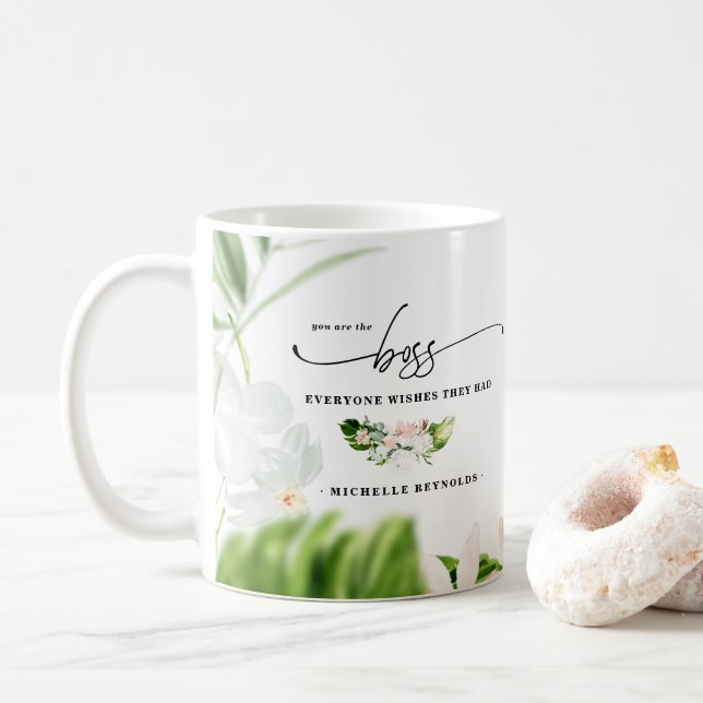 Der Boss, den sich alle wünschen | Monogramm Kaffeetasse (Mit Donut)