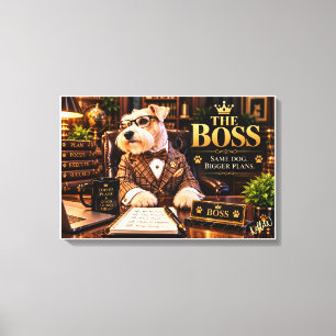 Der Boss Schnauzer Büro-Wandkunst – Lustiger Boss  Leinwanddruck