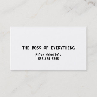 Der Boss von allem Funny White Business Card Visitenkarte