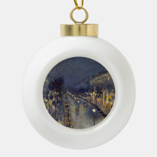 Der Boulevard Montmartre am Abend in Pissarro Keramik Kugel-Ornament