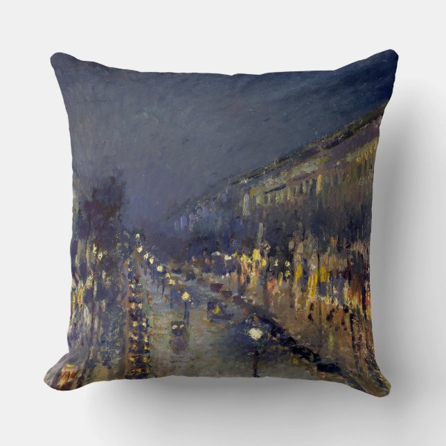 Der Boulevard Montmartre am Abend in Pissarro Kissen (Vorderseite)
