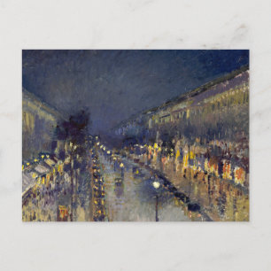 Der Boulevard Montmartre am Abend in Pissarro Postkarte