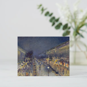 Der Boulevard Montmartre am Abend in Pissarro Postkarte